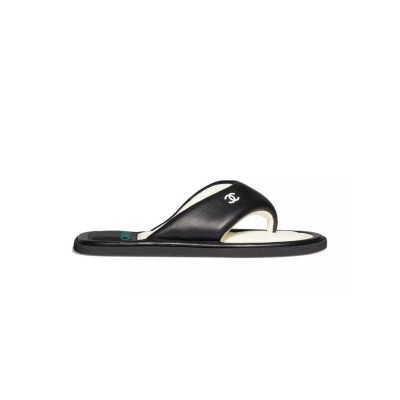 CHANEL 22P LAMBSKIN BLACK WHITE SANDALS 200547